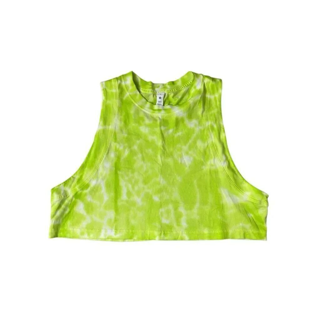 Lululemon All Yours Crop Tank *Tie Dye color MAR9 lime green size 4